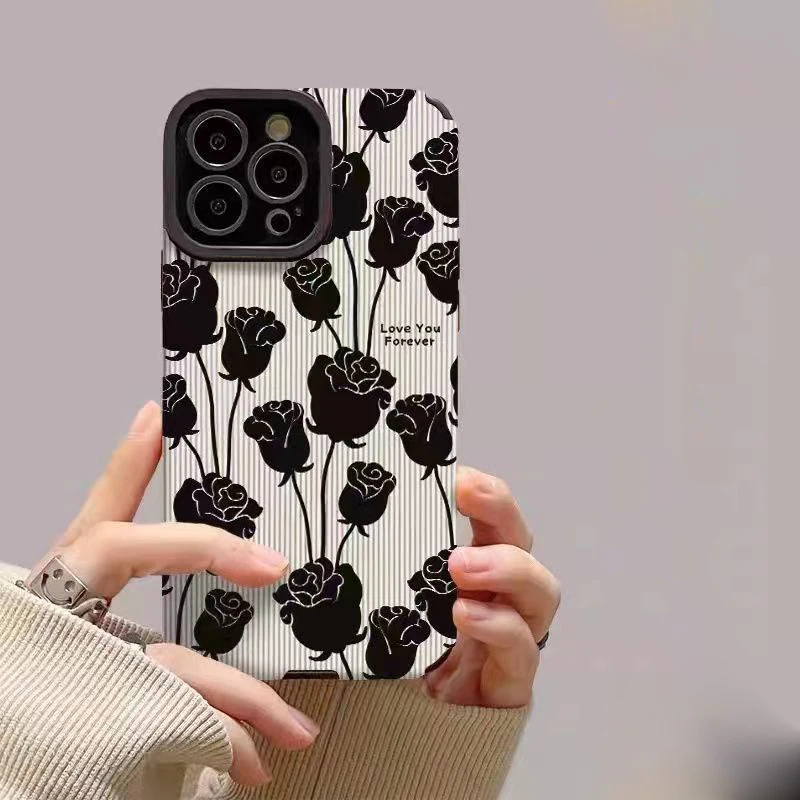 

Кожаный чехол для телефона в стиле ретро с рисунком розы для iPhone 14 13 12 11 Pro Max Plus, Мягкий Силиконовый противоударный защитный чехол-накладка