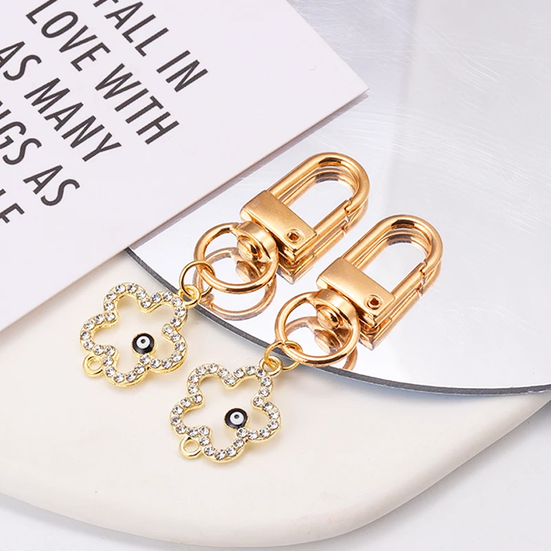 15Pcs 17*21MM New Fashion Flower With Evil Eye Charm Connector Delicate DIY Jewelry Bracelet Earrings Making Pendant Accessories