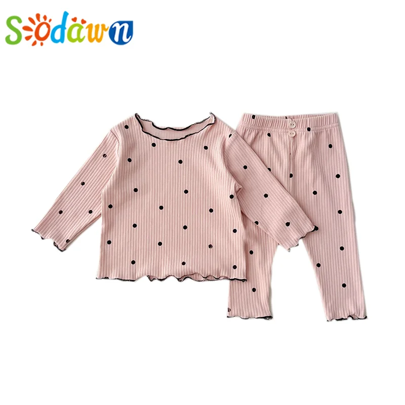 

Sodawn Long Sleeve Suit Top+Pants 2Pcs Polka Dot Pattern Kid Clothes Baby Girl Clothes For 0-2 Years