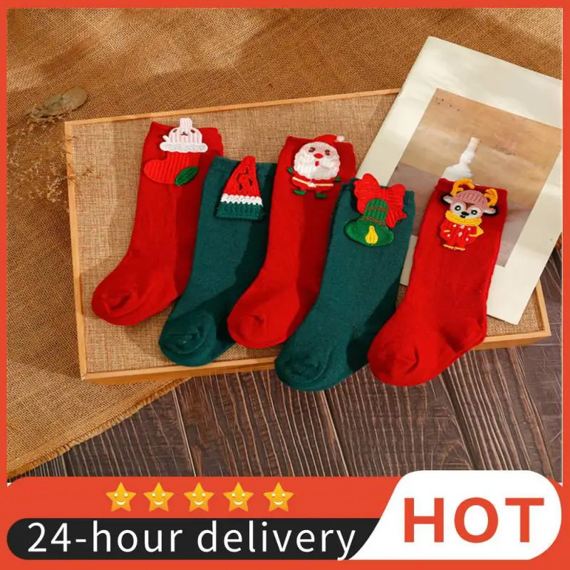 

1 пара, Детские однотонные хлопковые носки средней длины