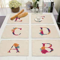 linen flower letter pattern cotton pad dining table mats coaster bowl cup mat pattern kitchen placemat 4232cm home decor