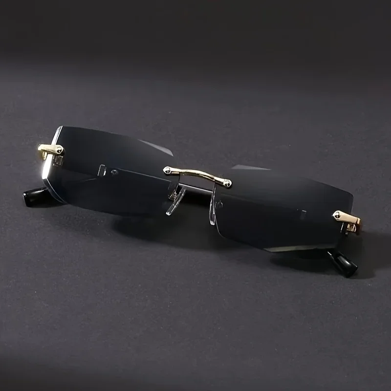 1 шт. солнцезащитные очки без оправы прямоугольные женские и мужские маленькие