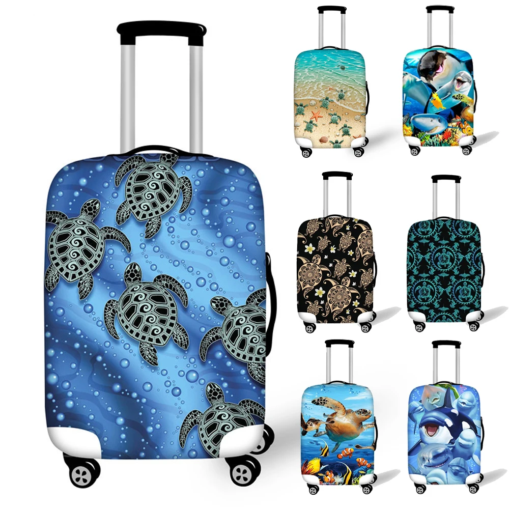 

Nopersonality Turquoise Tribal Sea Turtle Dolphin Pattern Luggage Protective Covers Elastic 18-32 Inch Suitcase Travel Accessori