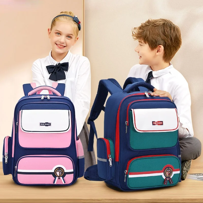 British Style Fashion Trend Schoolbags for Girls Boys New Grade 1-3-6 Children Lightweight Panelled Popular Backpacks All-match