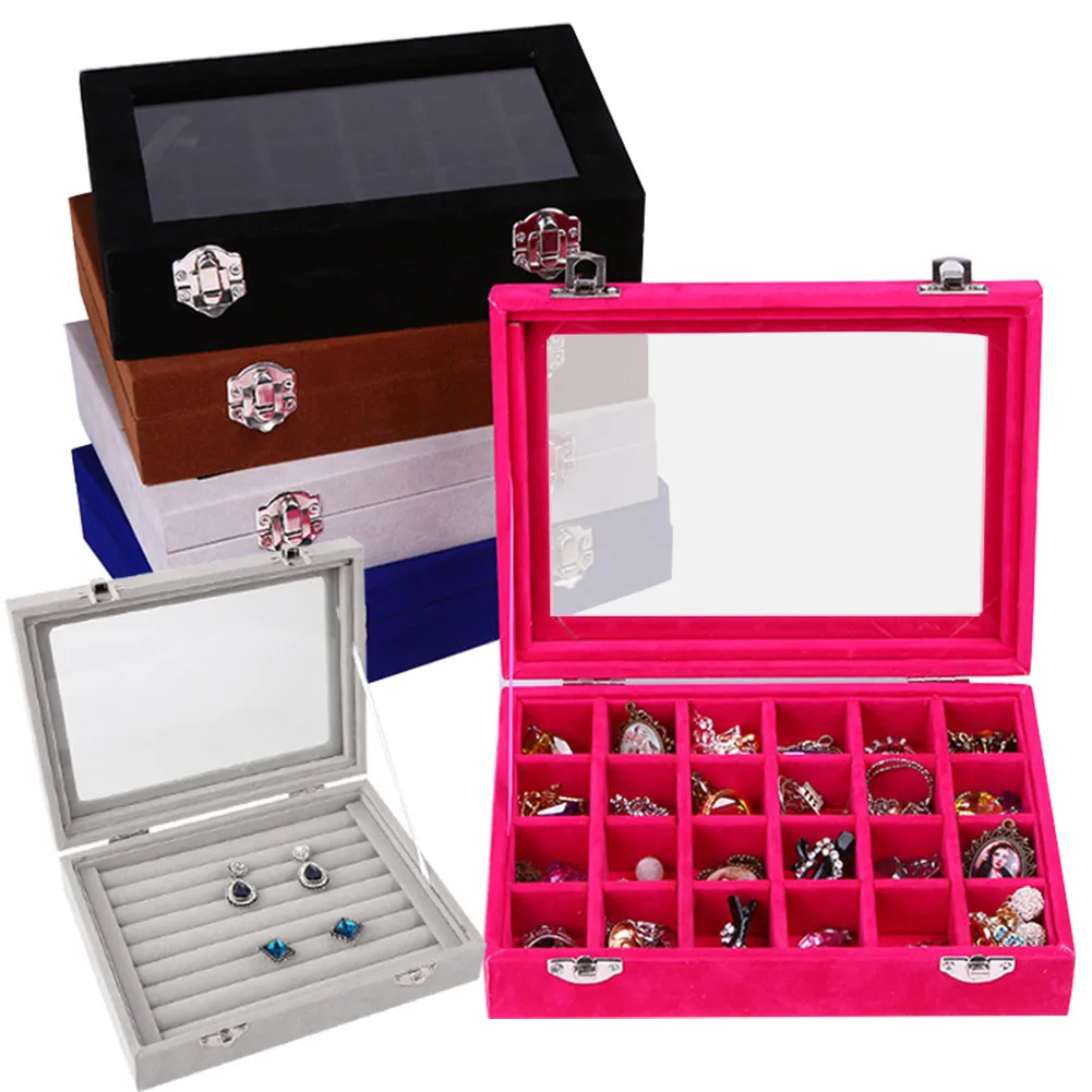 

New Velvet Case Rings Earrings Necklaces Holder Organizer Bracelet Jewelry Storage Box