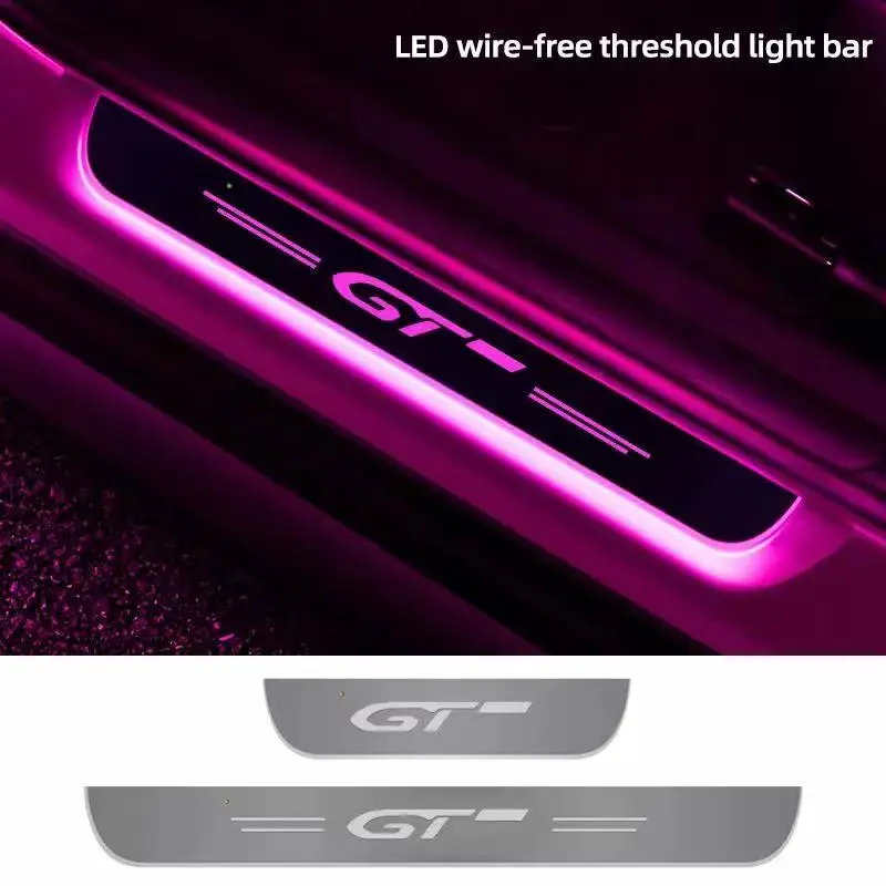 

For Peugeot GT GTI 508 5008 3008 208 2008 308 Car Acrylic LED Welcome Pedal Plate Door Sill Pathway Light Decoration Accessories