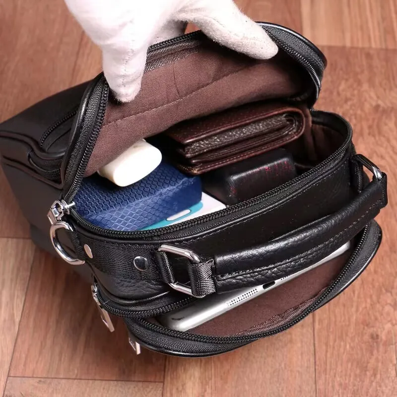 Men's Genuine Leather Handbag Male Black Shoulder Bag Fashion Messenger Bags Men's Bags Casual Crossbody Man Handbags