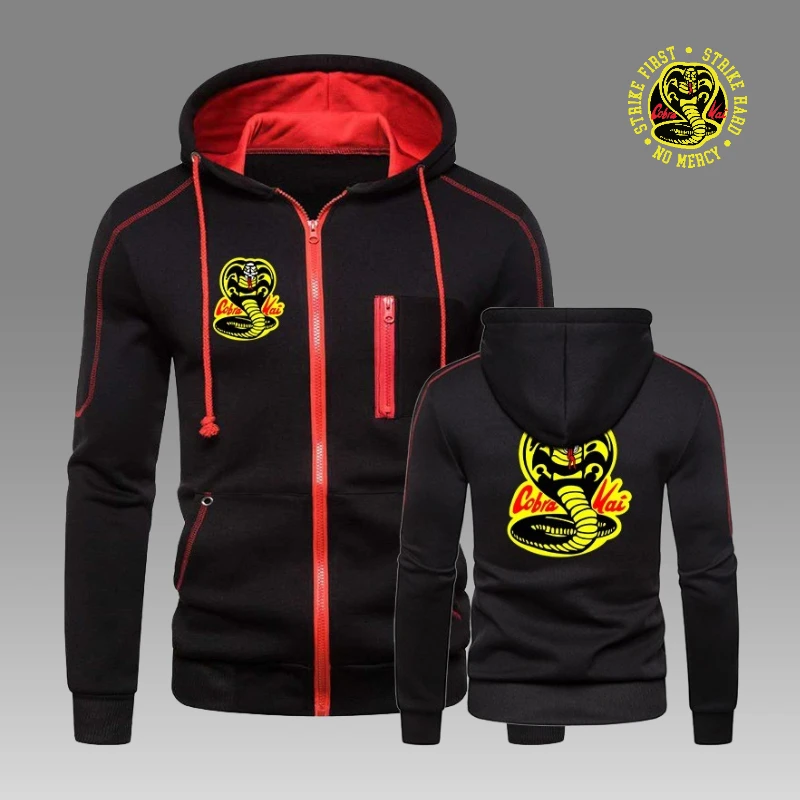 

Men's Cobra Print Hoodie Spring Fall Outerwear Sport Zipper Hoodies Multi-zip Slim Hooded Jacket Casual Long Sleeve Sweatshirts