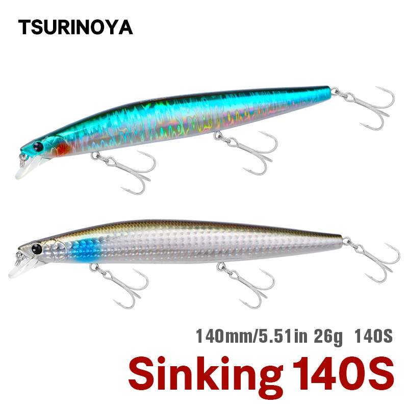 TSURINOYA 140mm 26g 140S Tungsten Weight System Sinking Fishing Lures Minnow Crank Wobber Long Casting Jerkbait Hard Baits Pike
