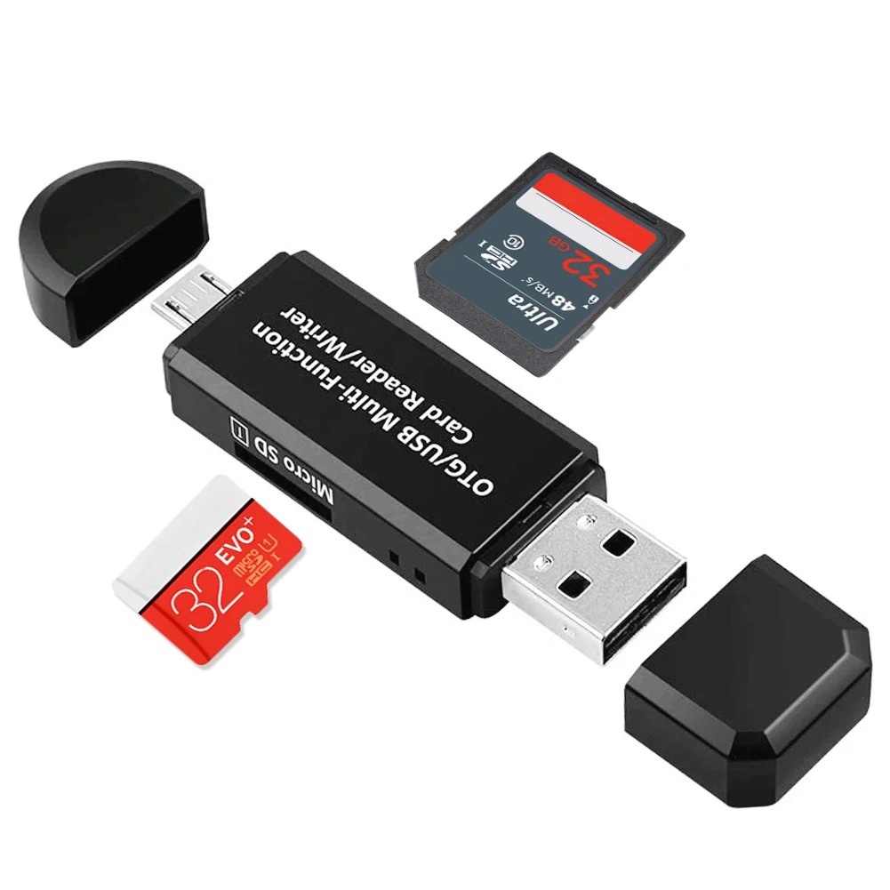 

Адаптер для чтения SD-карт 2 в 1, USB 2,0 OTG адаптер для TF SD SDXC SDHC MMC, кардридер