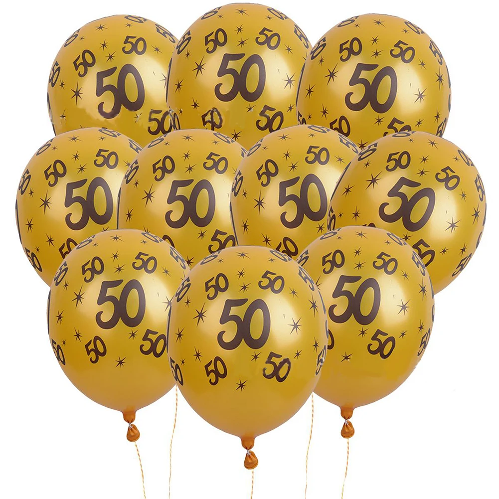 

10Pcs 50th Birthday Balloons Latex Balloon Black&Gold Emulsion 12In For Party Decoration Birthday Anniversary Home Decotation