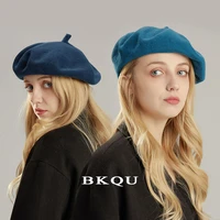 2022 oversize womens knitted beret cotton hats 53cm61cm head size flexible solid color stylish vintage female beret hat caps