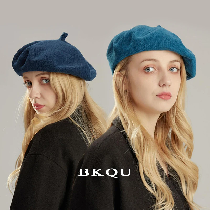 Женский вязаный берет винтажный однотонный из хлопка размер 53-61 см головы выше 2022