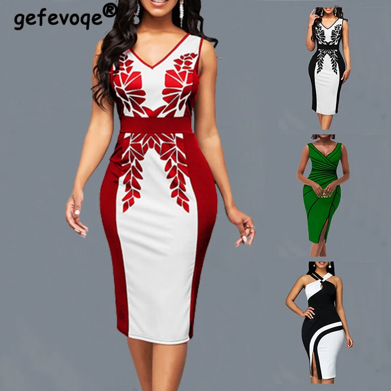 

Summer New Aesthetic Printing Slim Sleeveless Dresses For Women 2022 Vintage Fashion Robe Femme High Waist Knee Elegant Dress