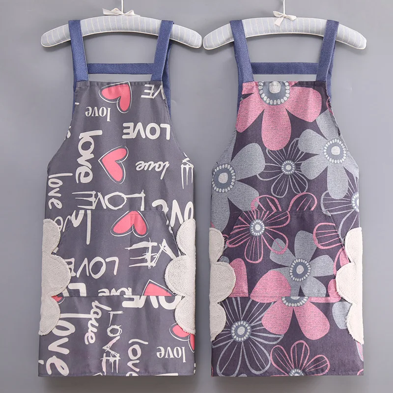 

Cute Flower Kitchen Household Oil-Proof Cooking Apron For Women Children Men Kitchen Waterproof Adult Coffee Baking Accessories