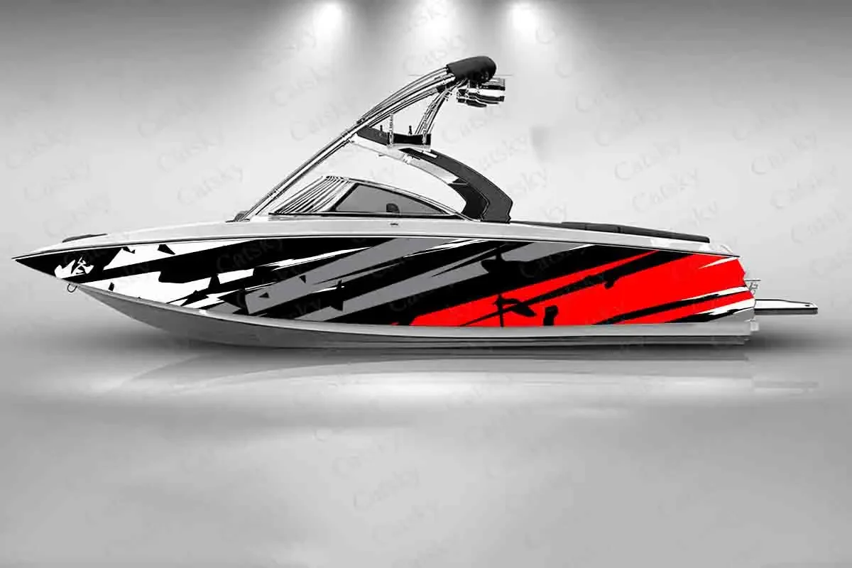 Красно-серые несимметричные полосы графическая лодка модная упаковка наклеек