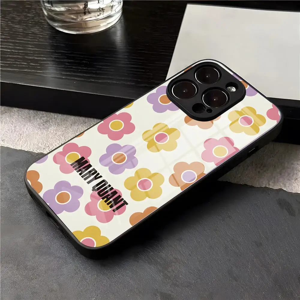 Фото Чехол для телефона M-Marni Flower Colorful для iPhone 17 Air 16 E Pro Max 15 14 13 Mini 12 Pro 11 Max Plus, черный, стеклянный №1