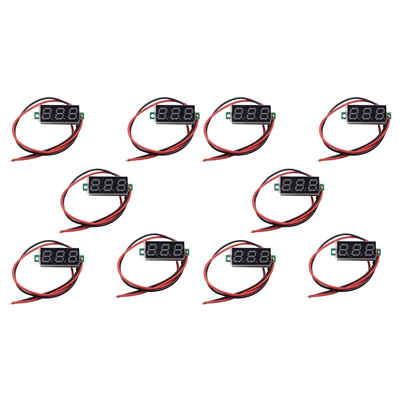 

10Pcs Mini Digital DC Voltmeter 0.28 Inch Two-Wire 2.5V-30V Mini Digital DC Voltmeter Voltage Tester Meter 5 Colours