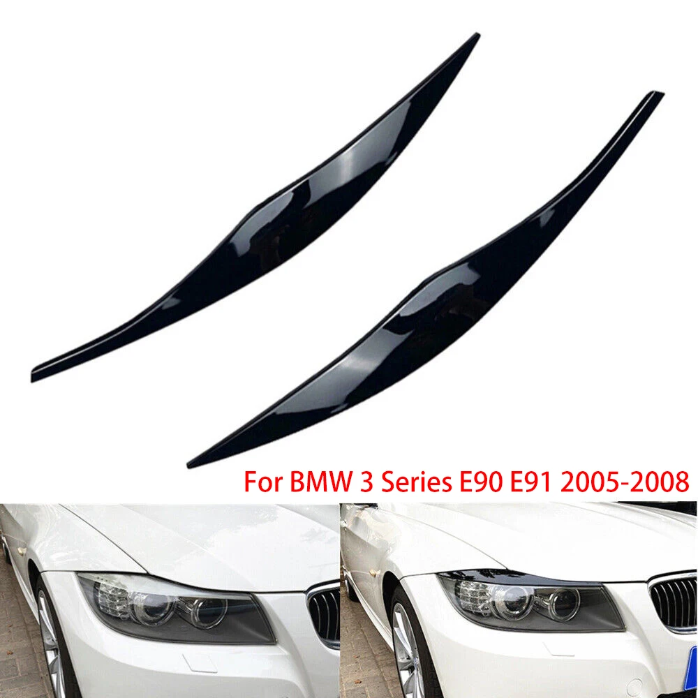 

For BMW 3 Series E90 E91 2005-2008 Sedan / Touring Gloss Black Front Headlight Eyebrow Eyelid Trim Sticker Cover ABS Decorative