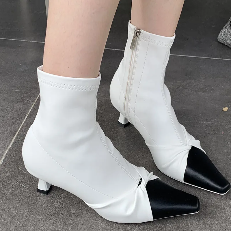 

Женские ботильоны на молнии, с острым носком, на низком каблуке