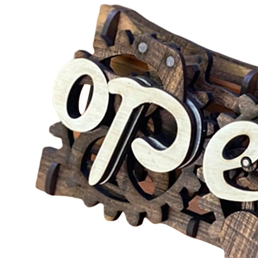 

Front Door Sign High Durability Gear Mechanism Wood Creative Manual Mechanical Hanging Open-Closed Sign Home Supplies для дачи