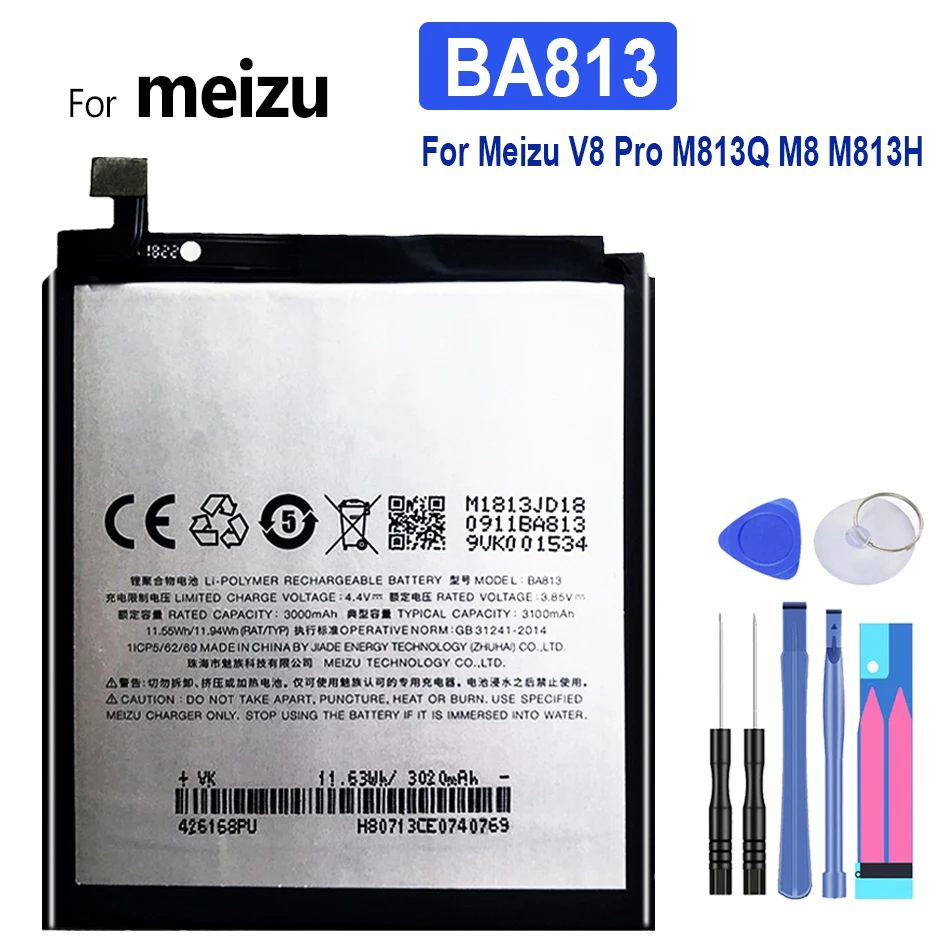 

BA813 Battery 3100mAh For Meizu V8 Pro M813Q M8 M813H Mobile Phone Bateria
