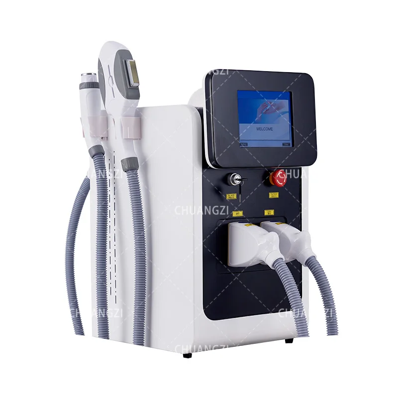 3 IN 1 OPT IPL Epilation Tattoo Removed Equipment E-light Nd Yag Eyebrow pigment hair Remove red blood Skin rejuvena Machine