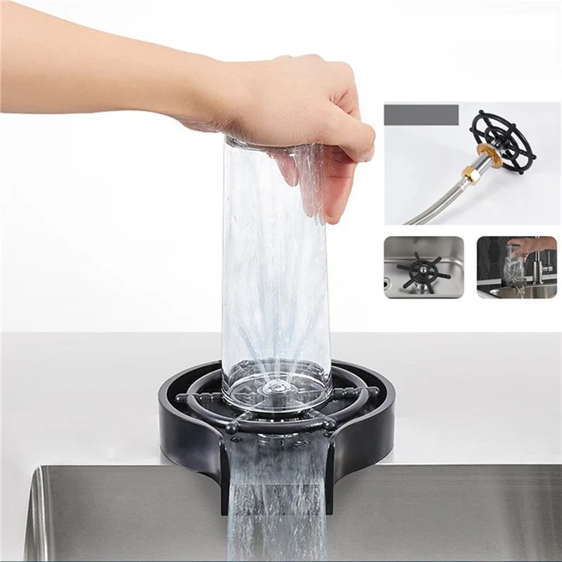 

Faucet Glass Rinser for Kitchen Sink Automatic Cup Washer Bar Glass Rinser Coffee Pitcher Wash Cup Tool Kitchen Sink Accessories