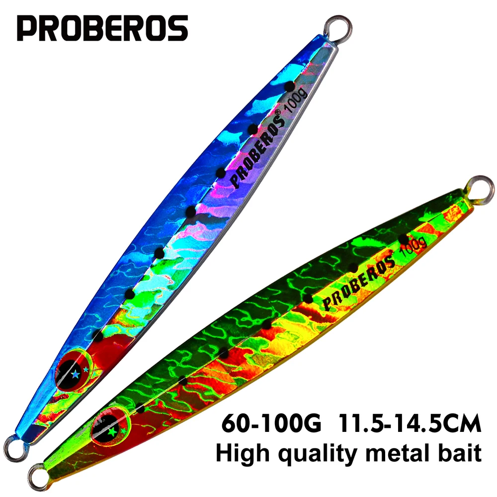 

PROBEROS Jigs 60g-80g-100g Fishing Lure 8 Colors 11.5cm-13cm-14.5cm Fishing Bait Lure Deep Sea Jig Hard Fishing Tackle