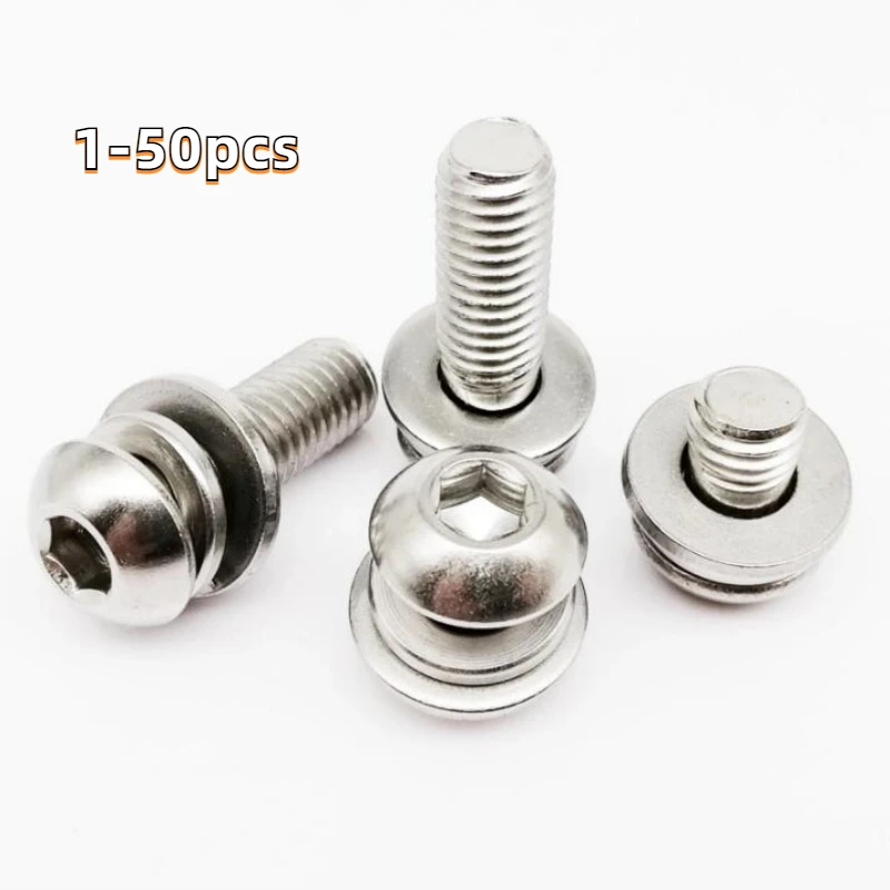 

1-50 шт., винты с круглой шестигранной головкой, из нержавеющей стали 304