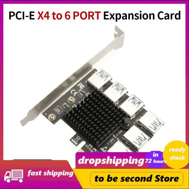 

For Btc Mining Miner 6 Slots Computer Expansion Card Adapter Pci-e 4x 1 To 6 Usb 3.0 Pci-e Riser Card Pci Express Multiplier