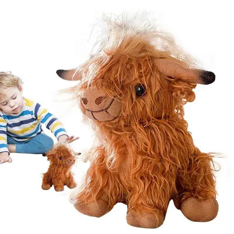 

Highland Cow Plush Toy Children Fluffy Soft Scottish Baby Cow Plushies Children Collectible Dolls For Windowsill Cabinets