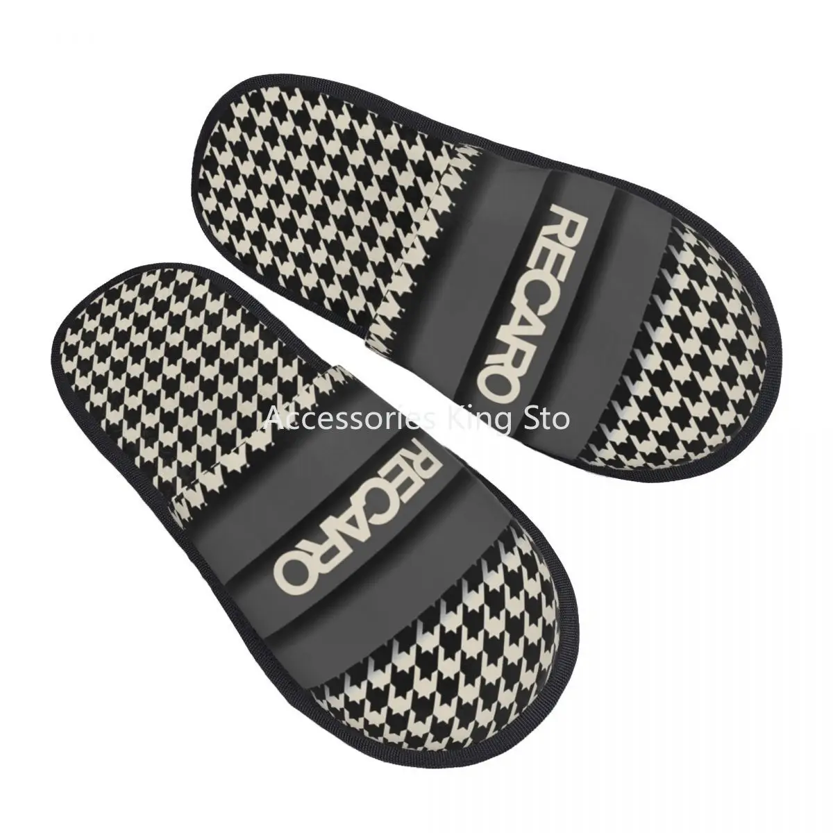 

Recaro Houndstooth Guest Slippers for Bathroom Women Custom Print House Slipper