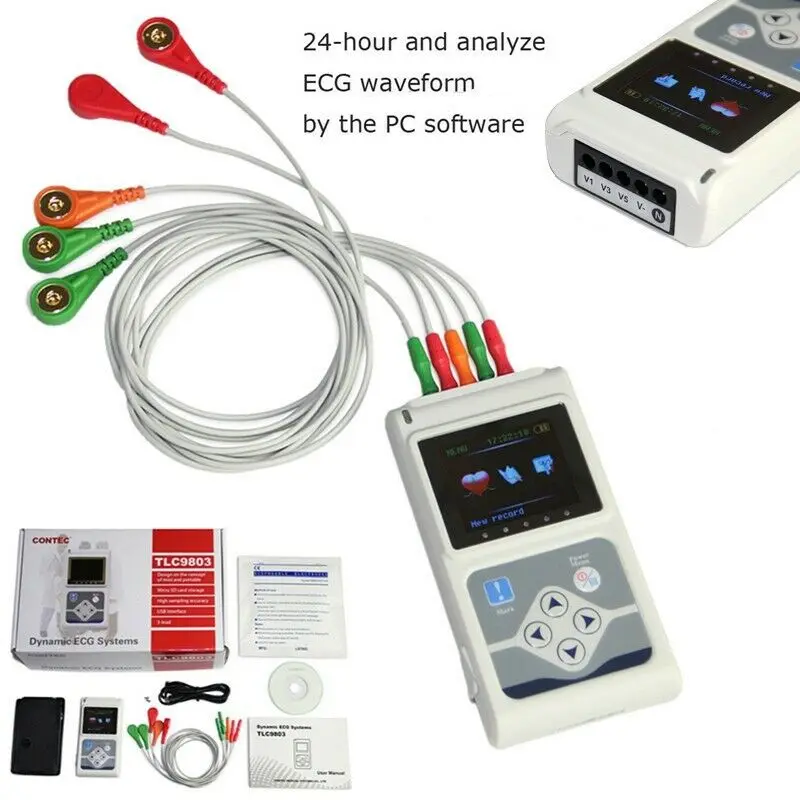 

Contec TLC9803 Dynamic ECG holter 24 Hours EKG recorder 3 Channel ECG Machine 12 lead Free software