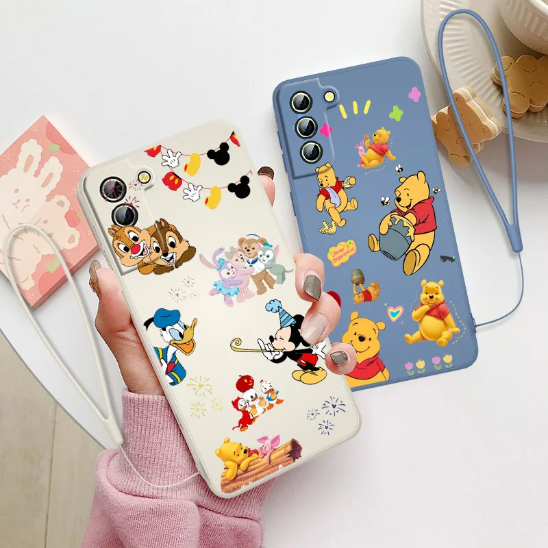 

Disney Minnie Pooh Animation For Samsung Galaxy S22 S21 S20 FE S10 Note 20 10 Ultra Lite Plus Liquid Rope Soft Phone Case Capa