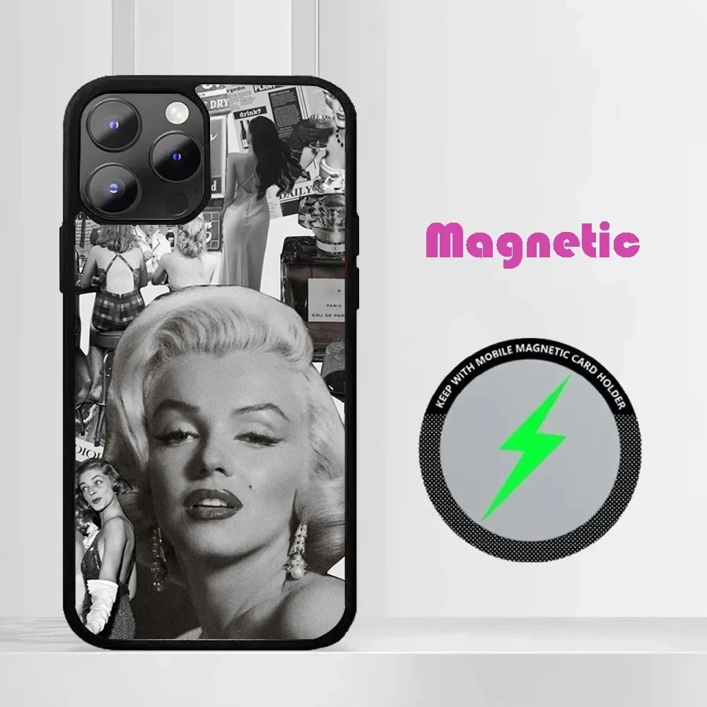 Sexy M-Marilyn M-Monroe Phone Case For iPhone 16 15 14 13 12 11 Pro Max Plus Mini Magnetic not stick to fingerprints