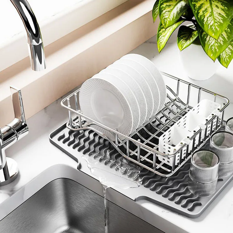 Сушилка для посуды Силиконовый коврик Нескользящий Кухонный сушки Коврики стола