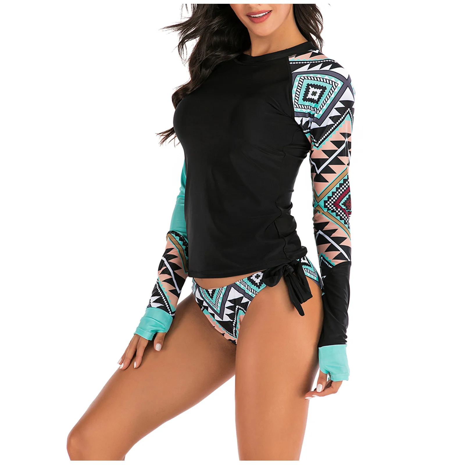 

Купальник женский из двух предметов с длинным рукавом и трусиками