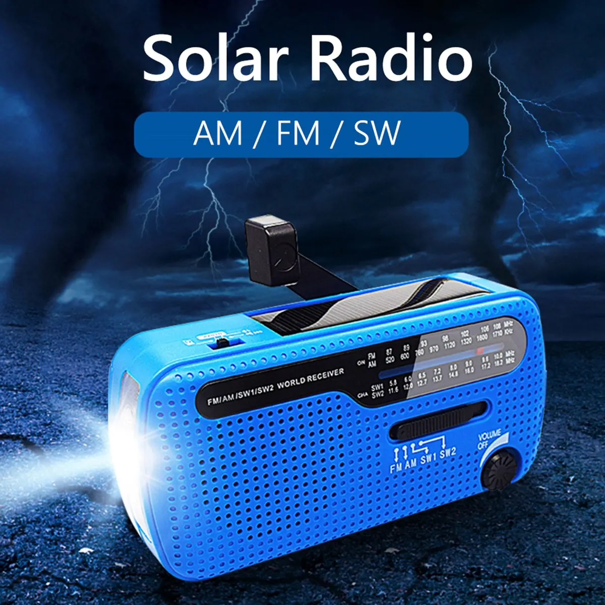 

Solar Hand Crank Radio AM/FM/SW Radio USB Portable Emergency Radio with LED Flashlight Outdoor Survival Tool-Green