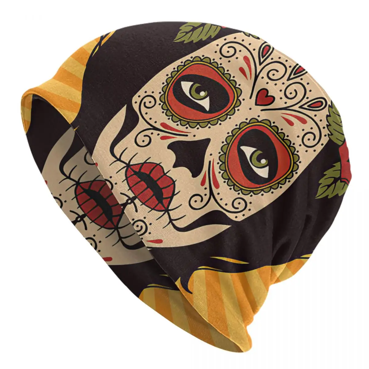 Mexican Skull,Rose Noose Caps Men Women Unisex Streetwear Winter Warm Knit Hat Adult funny Hats