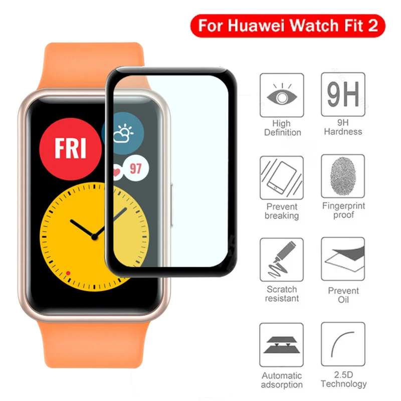 

Изогнутое защитное 3d-стекло из мягкого волокна для умных часов Huawei Watch Fit 2, 10 шт., защитная пленка на весь экран, аксессуары