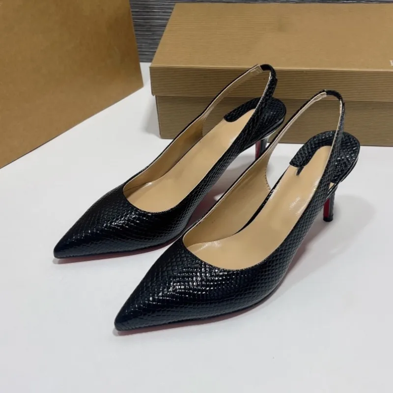 Europe and America 2023 Spring/Summer New Pointed Back Hollow Slim Heel High Heel Shoes Large Women's Sandals