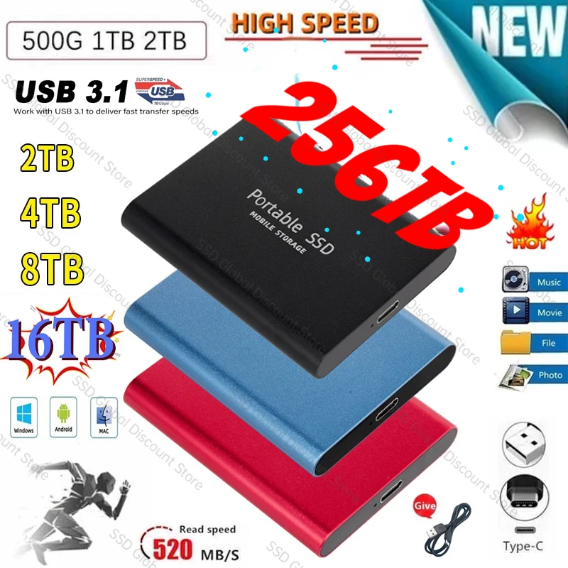

Hot 100% Original 512GB 1TB Solid State Laptop Universal Hard Disk Desktop 64tb M.2 SSD 2280 High Capacity 2TB Solid State Drive