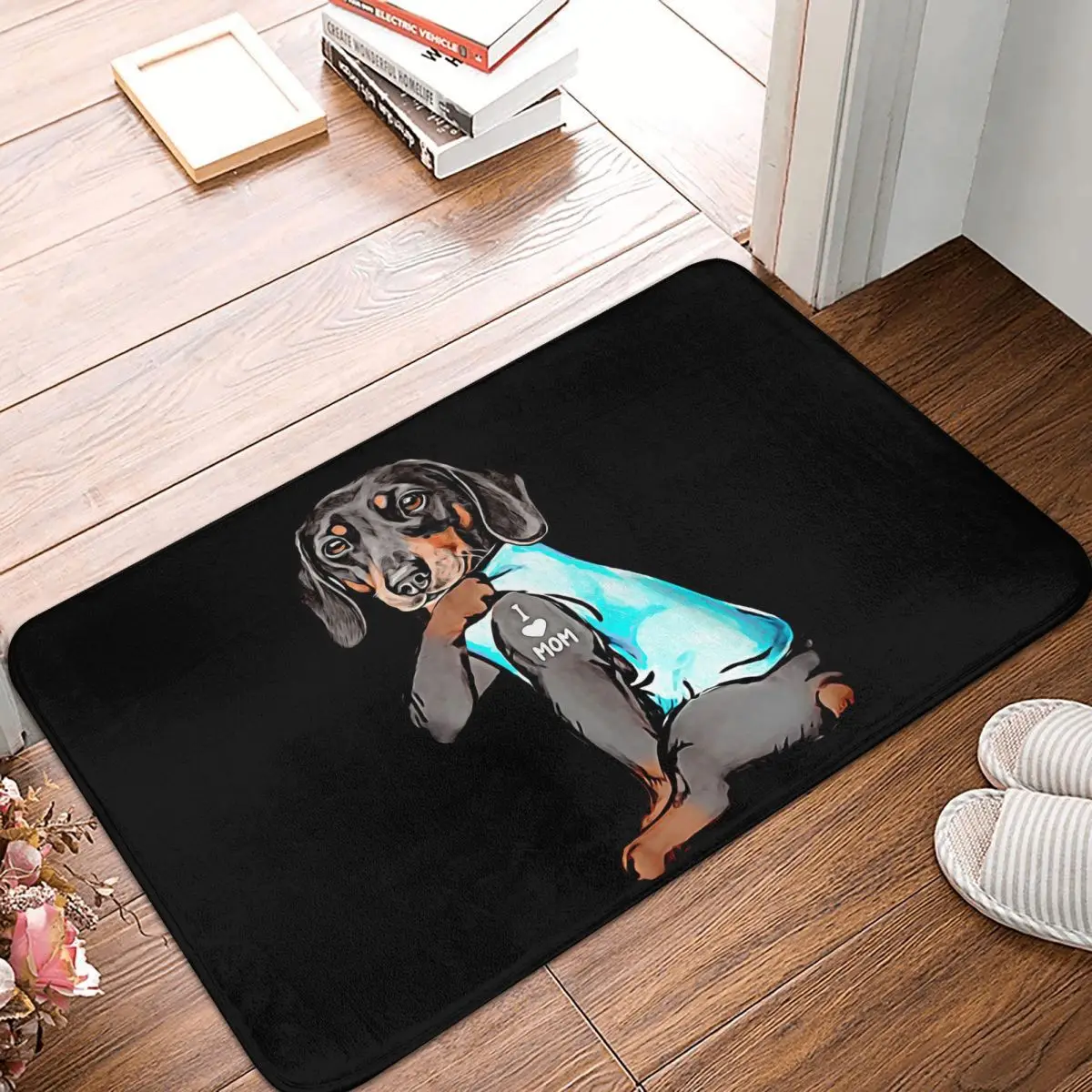 

Dachshund Dog Tattoo I Love Mom Dogmom Gift Doormat Rug carpet Mat Footpad Bath mat Non-slip Balcony Parlor durable Washable