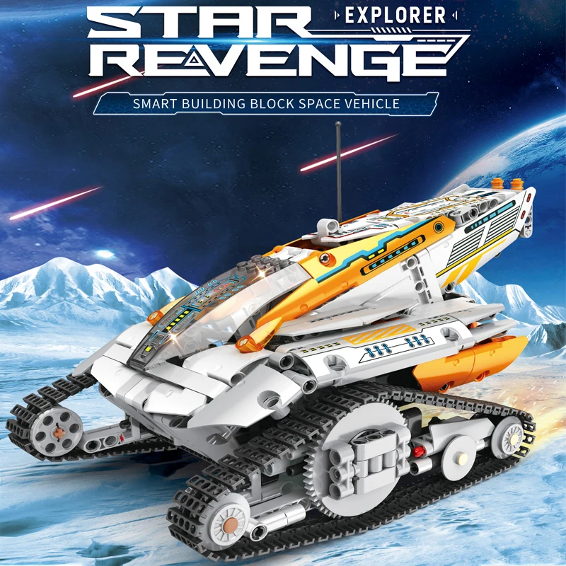 Технический РК противовоздушная пушка космического блока строительства, дистанционное управление, гусеничное акробатическое транспортное средство, наборы кирпичей, игрушки для детей, подарки для мальчиков.