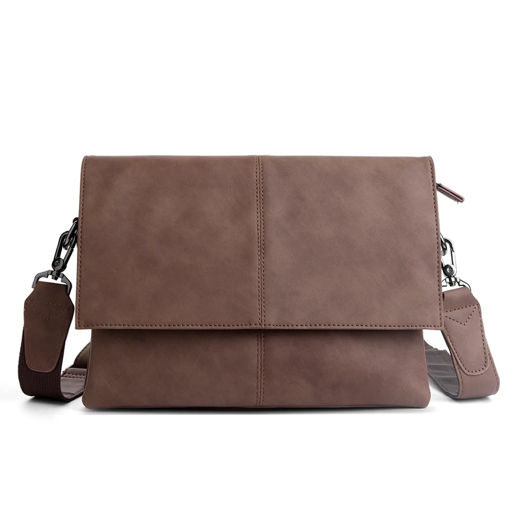 

2022 New Business Casual Men's Bag Retro Luxury Pu Leather Solid Color Men's Shoulder Bag Fashion All-match Light Messenger Bag
