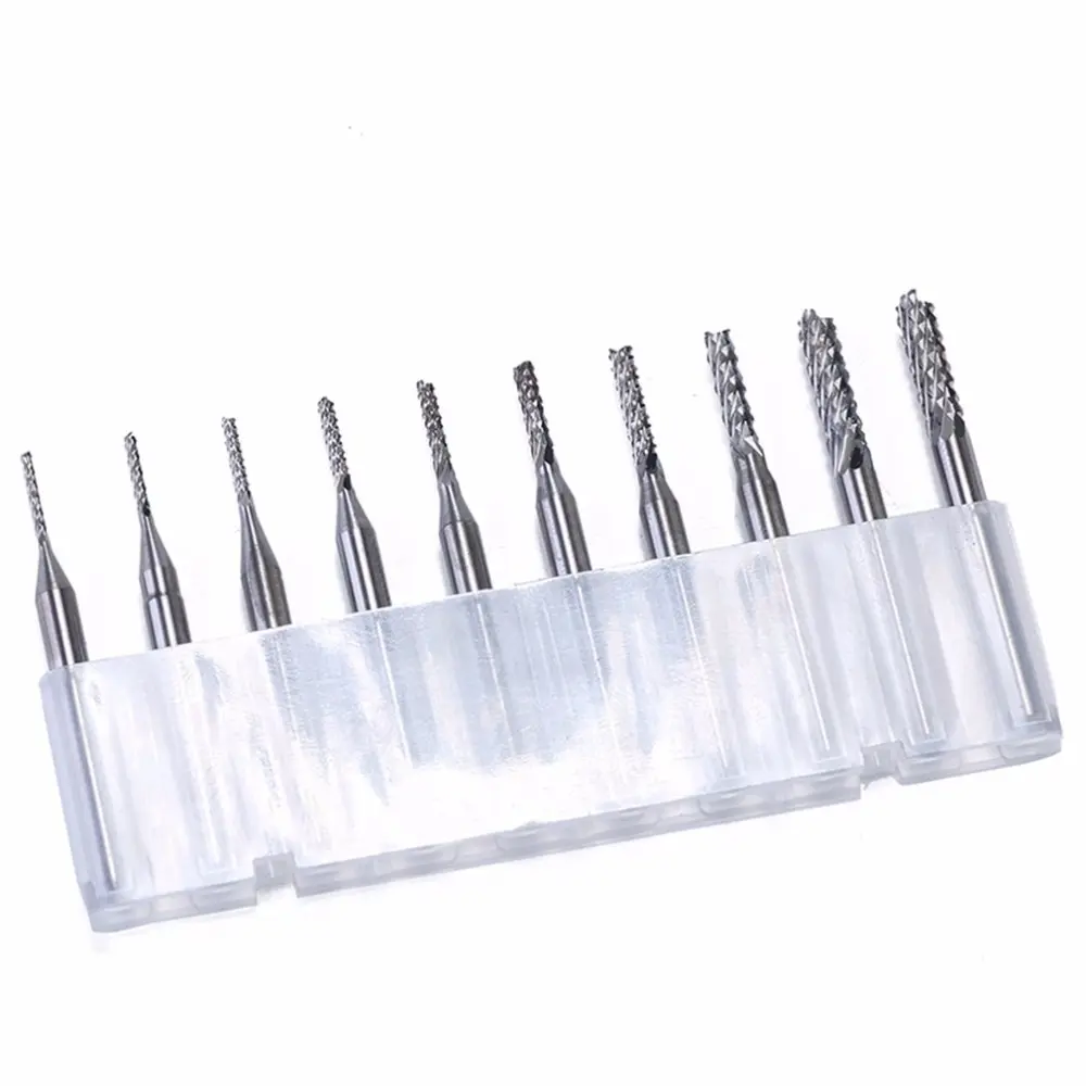 

10Pcs/Set Tungsten Carbide Extended PCB Corn Cutter CNC Engraving Wood Router Corn Milling Cutter PCB Drill Fast Shipping