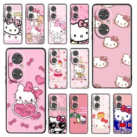 anime cute hellokitty for huawei p50 p20 p30 p40 p10 pro lite e plus p9 lite mini 5g silicone soft black phone case fundas cover