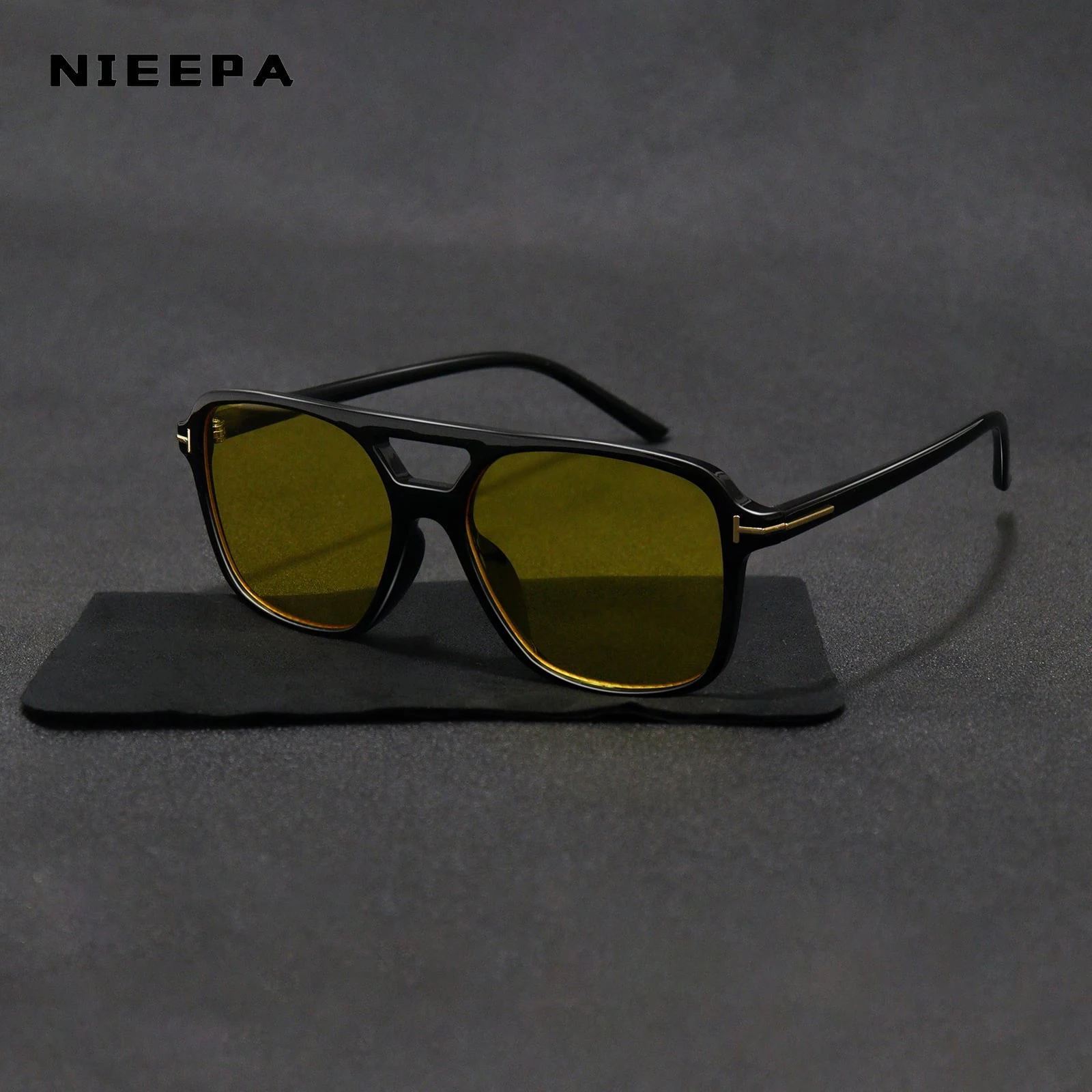 

NIEEPA 2022 Double Beam Square Frame Sunglasses for Women Vintage Brand Design T Word Decoration Sunglass Oculos De Sol UV400