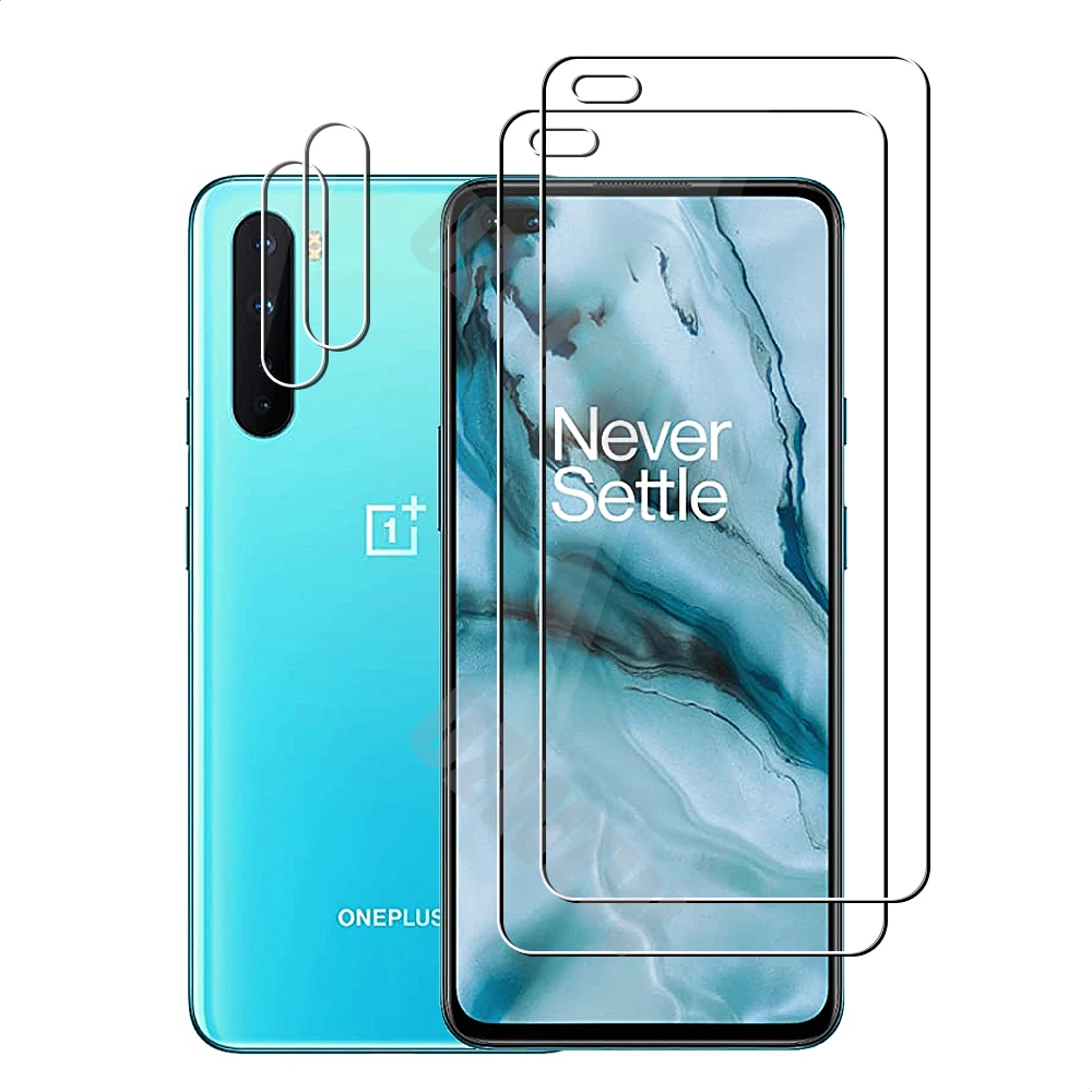 

(2+2) For OnePlus Nord (5G) (2pcs) Camera Lens Film & (2pcs) Protective Phone Screen Protector Tempered Glass Guard